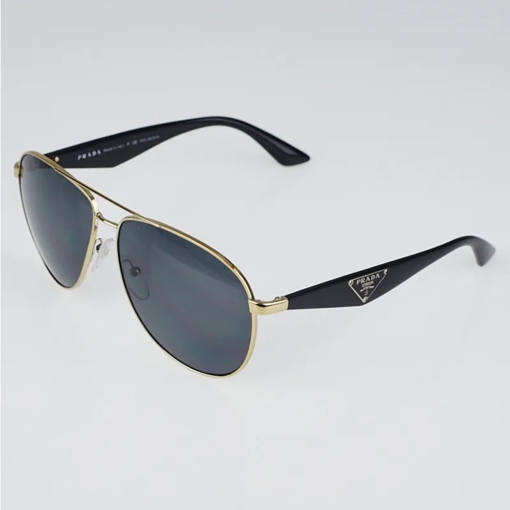 Prada Gold and Black Aviator Sunglasses